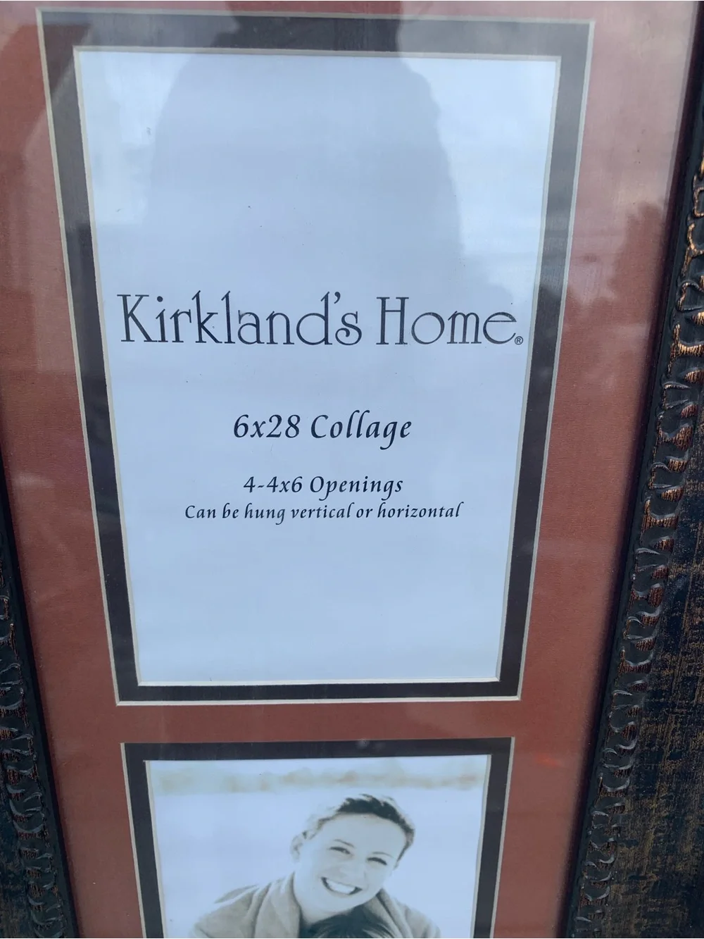 Kirkland's Home 6x28 bronze collage wall frame. Holds four 4x6 family photos